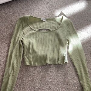 Light green open back long sleeve